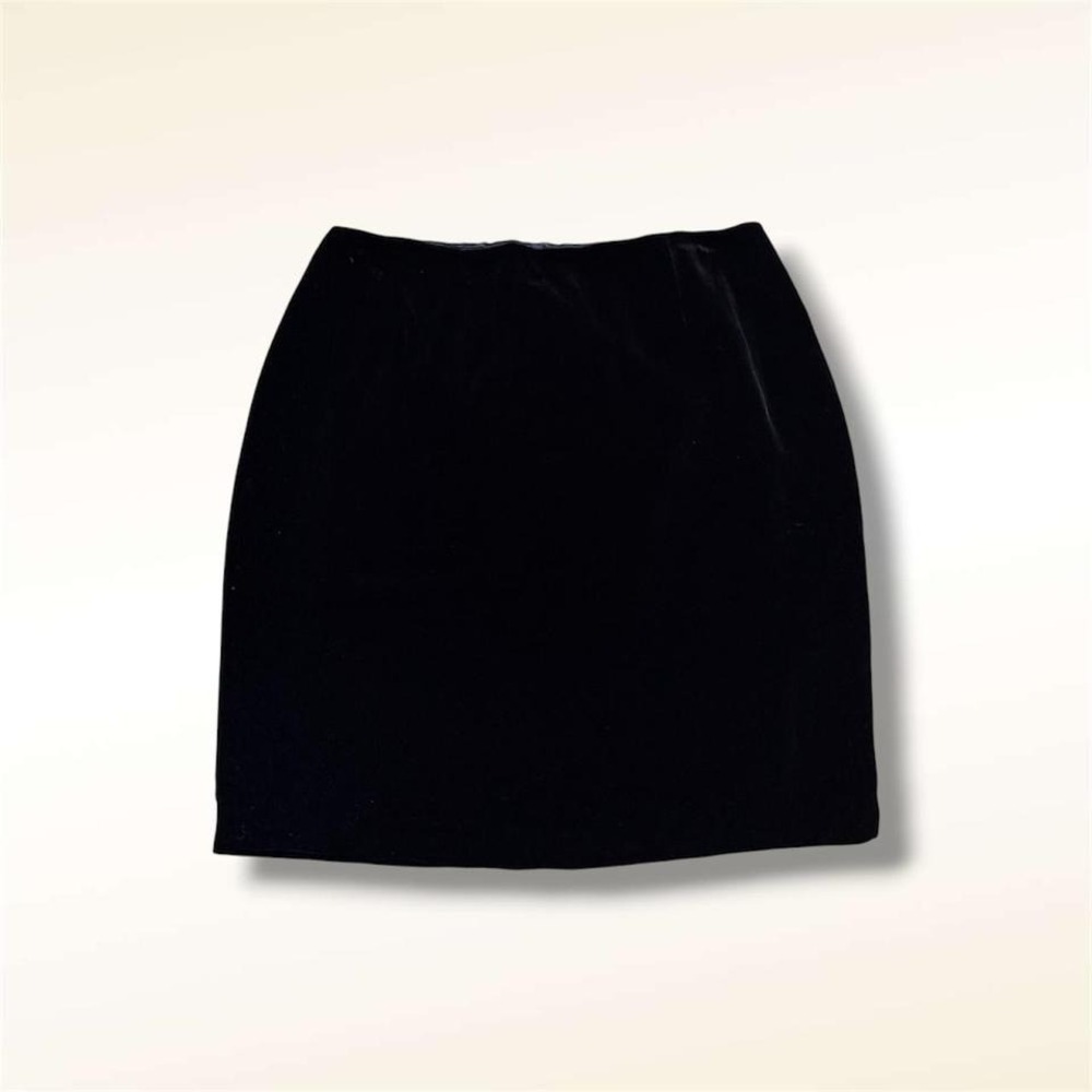 Ann Tjian for Kenar Black‎ Velvet Mini Skirt Back Zip Lined Size 12